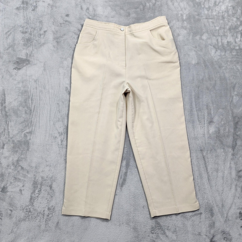Vintage Blair Pants Womens 16 Beige Twill High Rise Crop Capri Stretch Casual